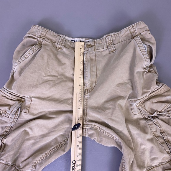Y2K Old Navy Cargo Shorts Men's Size 32 Khaki Tan Cotton Relaxed Fit Utility* - Picture 7 of 15
